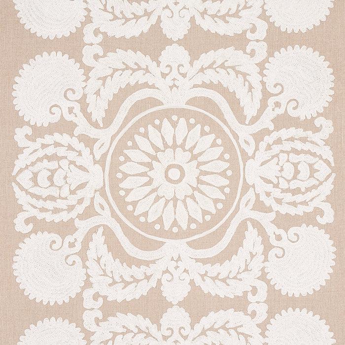 Schumacher Castanet Embroidery Natural Fabric 70264