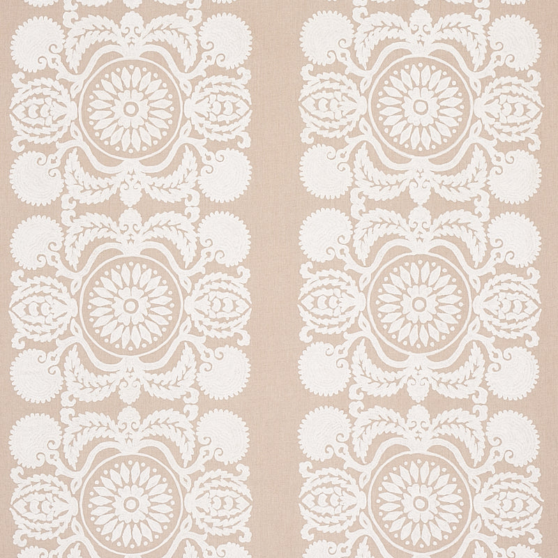 Schumacher Castanet Embroidery Natural Fabric 70264