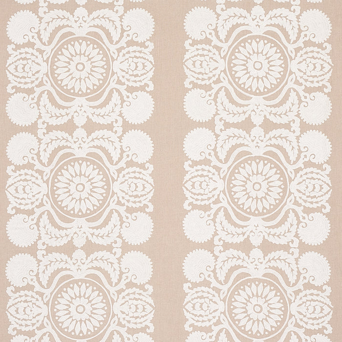 Schumacher Castanet Embroidery Natural Fabric 70264