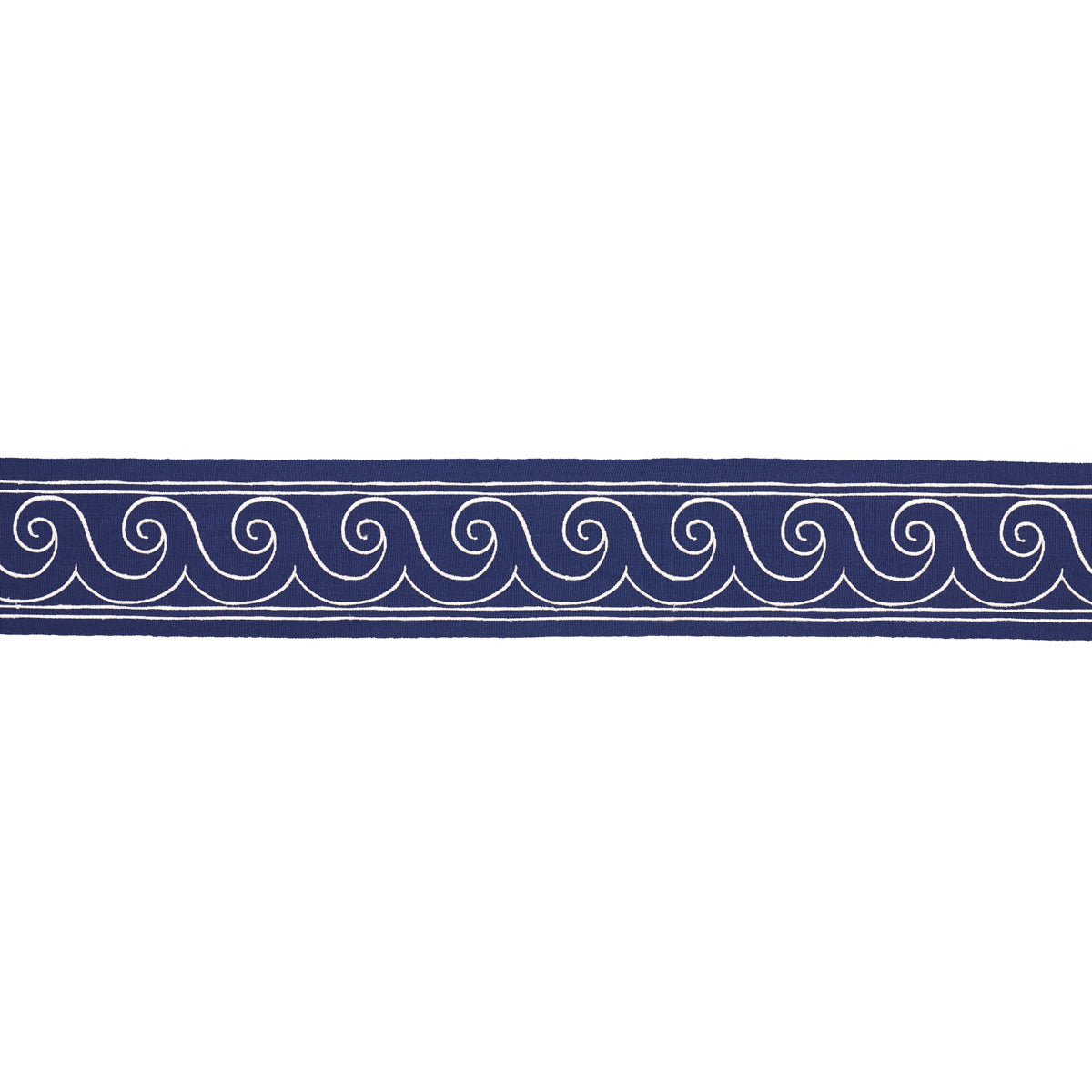 Schumacher Greek Waves Trim White On Navy Trim 70753