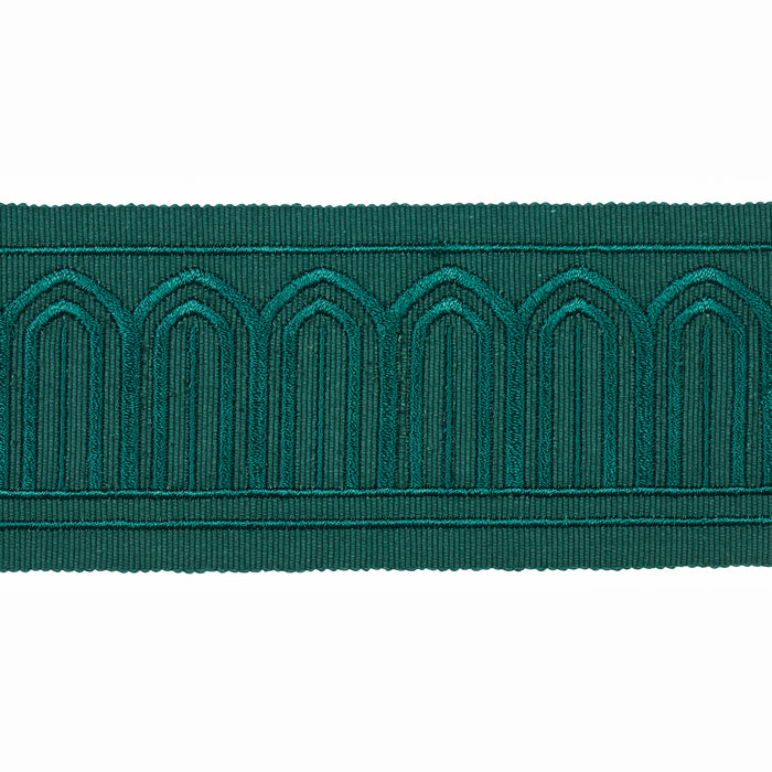 Schumacher Arches Embroidered Tape Medium Emerald Trim 70768