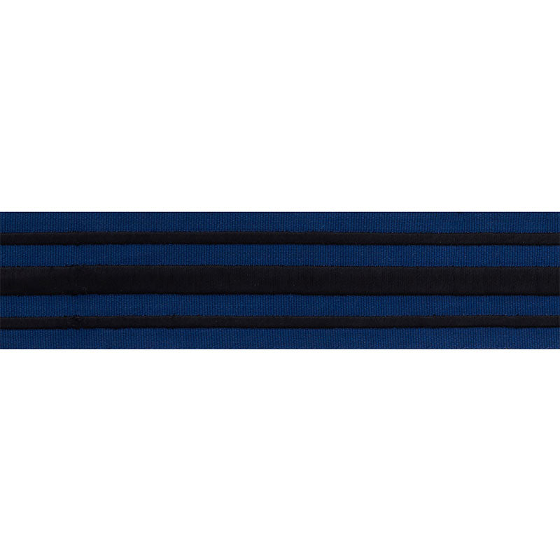 Schumacher Military Stripe  Tape Black On Navy Trim 70780