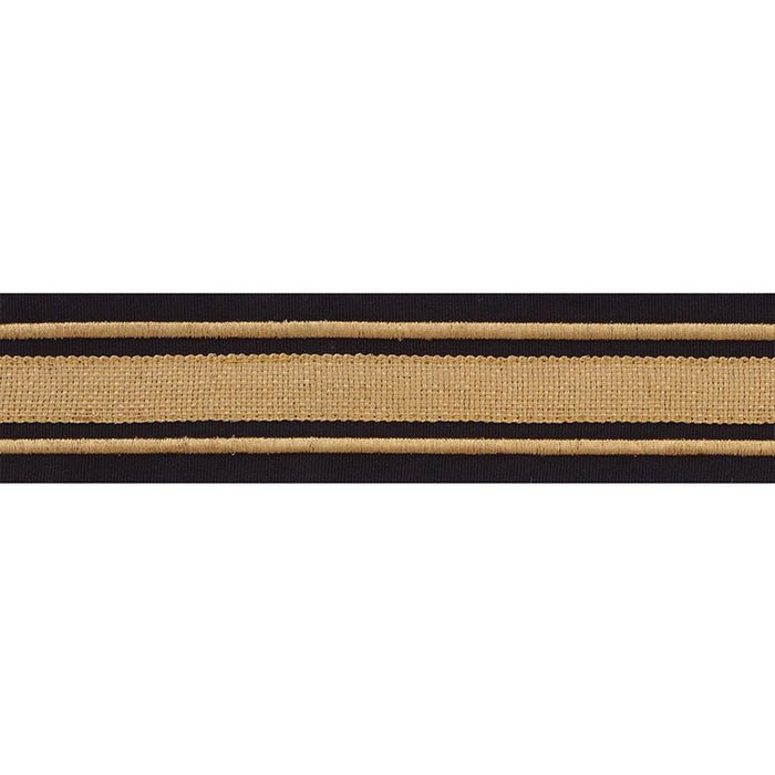 Schumacher Military Stripe  Tape Gold On Black Trim 70784