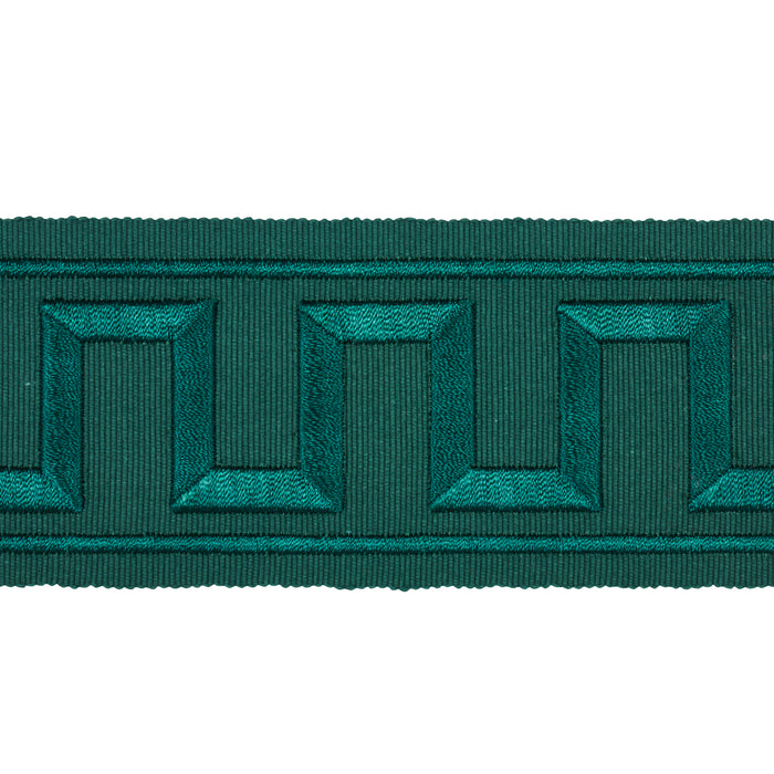 Schumacher Greek Key Embroidered Tape Emerald Trim 70804