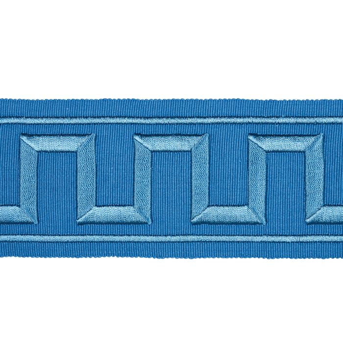 Schumacher Greek Key Embroidered Tape Teal Trim 70806