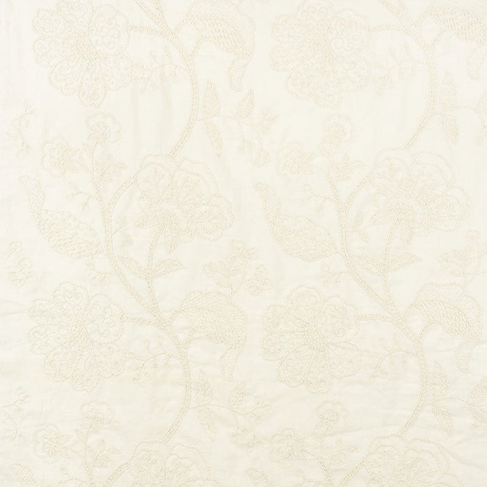 Schumacher Full Bloom Embroidery Cream Fabric Sample 70811