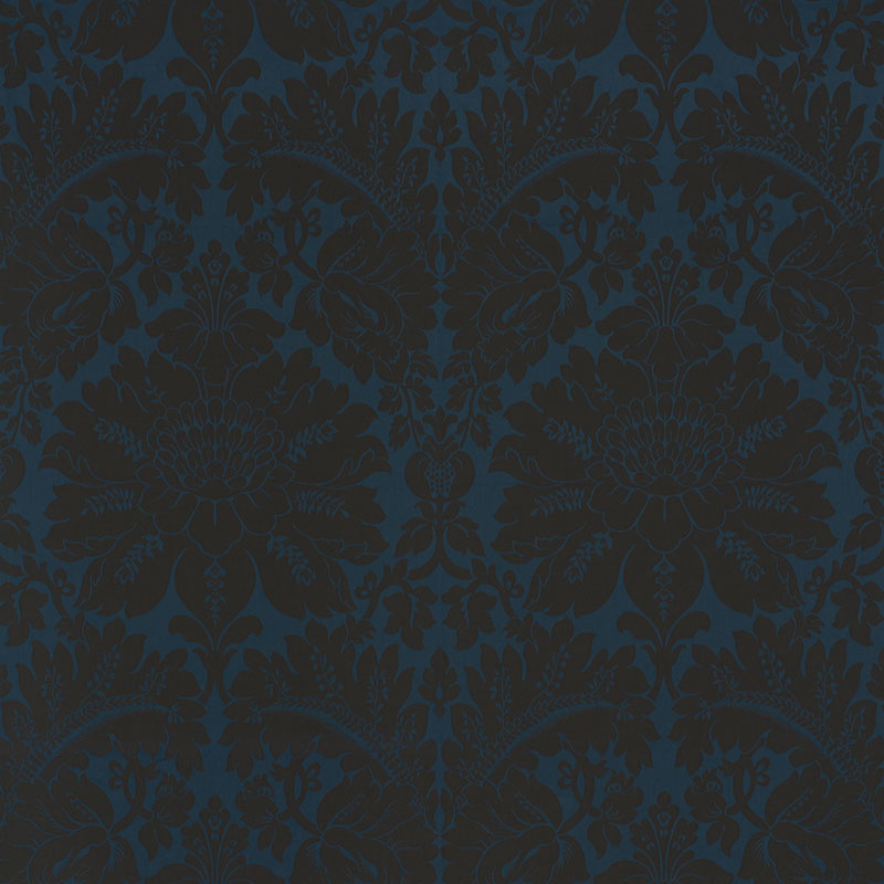 Schumacher Maggiore Damasco Midnight Fabric 71280