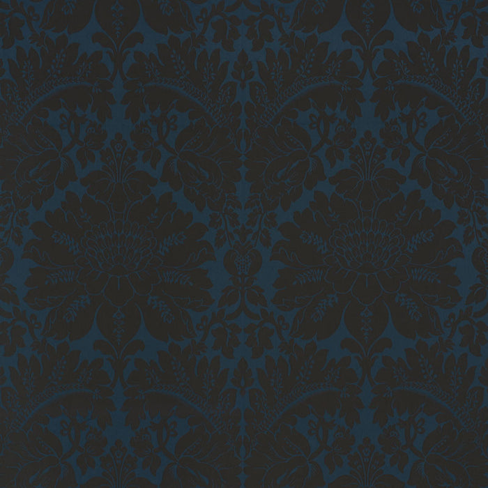 Schumacher Maggiore Damasco Midnight Fabric 71280