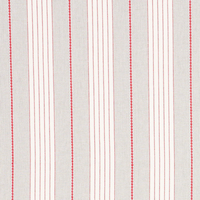 Schumacher Audrey Stripe Grey & Red Fabric Sample 71373