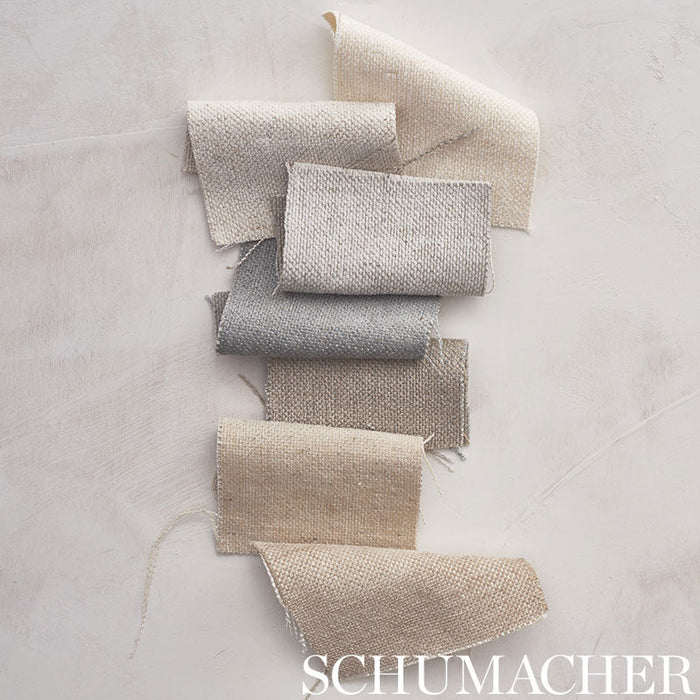 Schumacher Franco Linen-Blend Chenille Greige Fabric Sample 71720