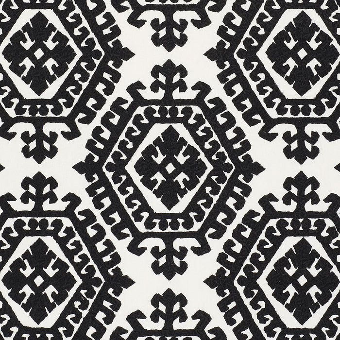 Schumacher Omar Embroidery Black Fabric 71942