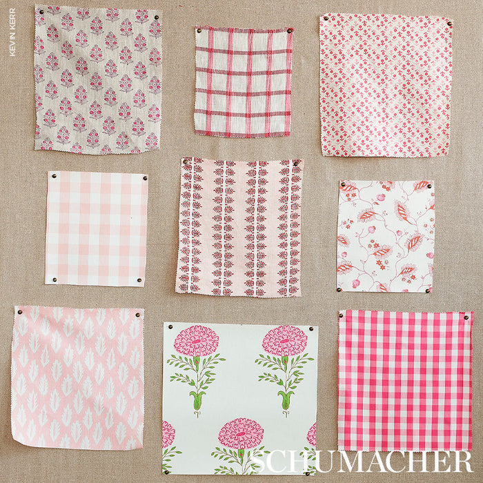 Schumacher Pauline Check Casement Rose Fabric Sample 72072