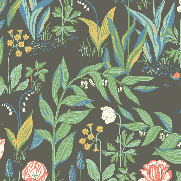 Schumacher Spring Garden Charcoal Multi Wallpaper 7219