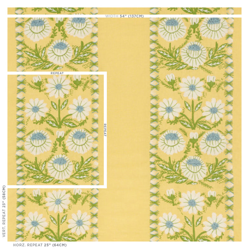 Schumacher Marguerite Embroidery Buttercup Fabric Sample 72333