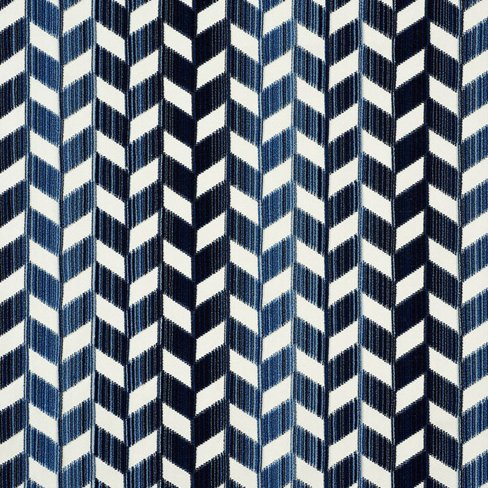 Schumacher Chevron Strie Velvet Lapis Fabric Sample 72811