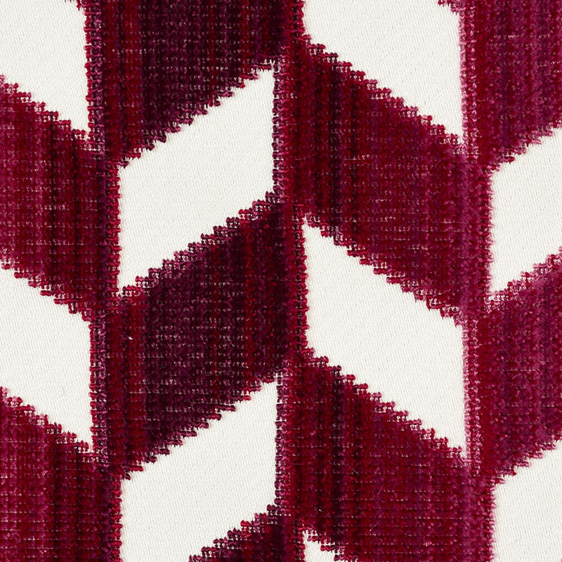 Schumacher Chevron Strie Velvet Garnet Fabric Sample 72812