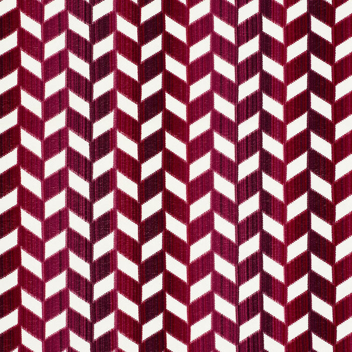 Schumacher Chevron Strie Velvet Garnet Fabric Sample 72812