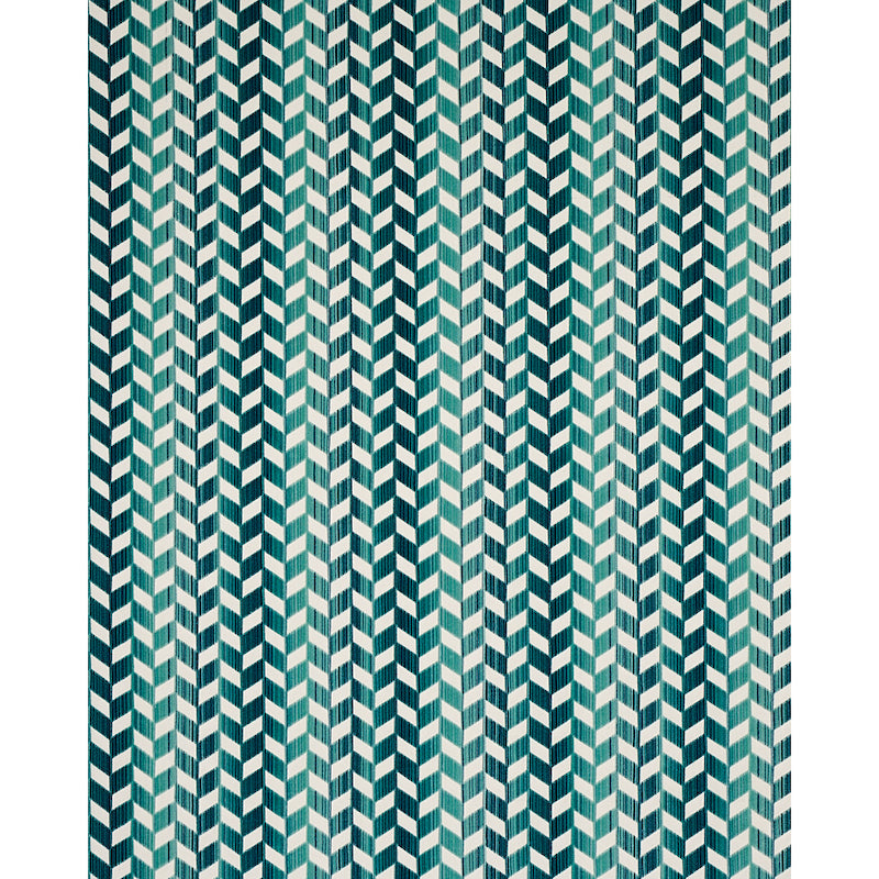 Schumacher Chevron Strie Velvet Peacock Fabric 72813