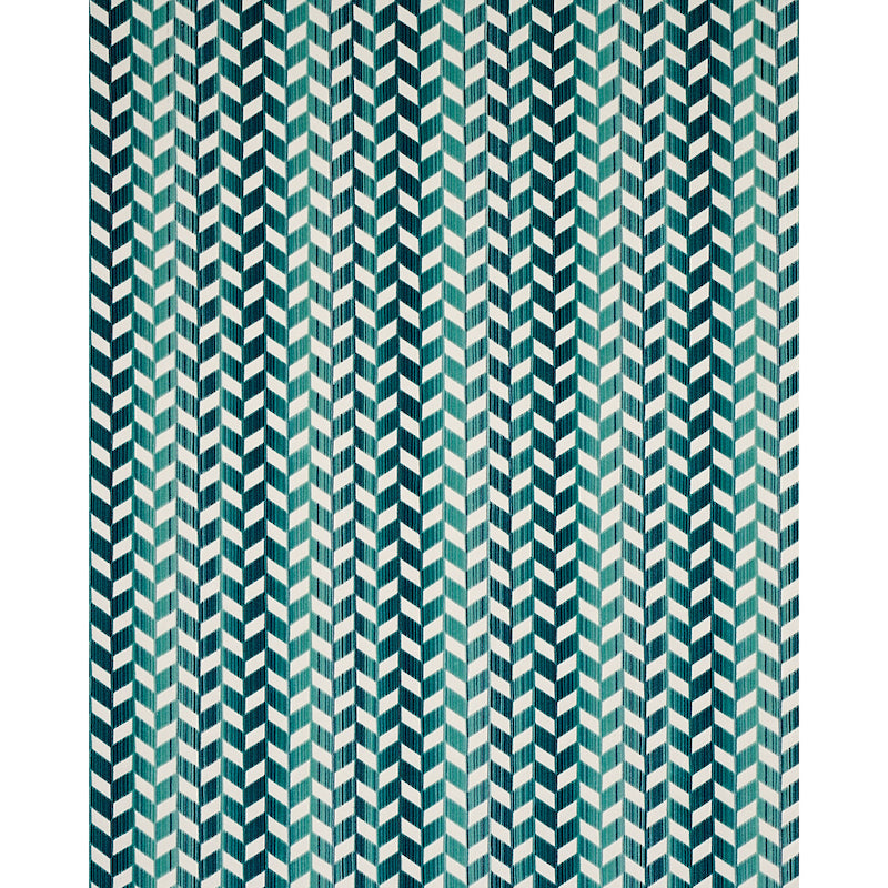 Schumacher Chevron Strie Velvet Peacock Fabric Sample 72813