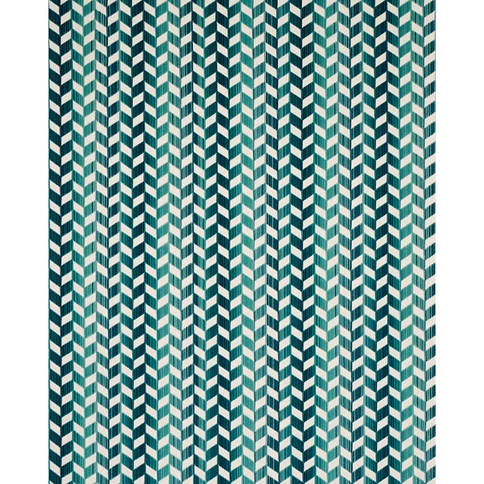 Schumacher Chevron Strie Velvet Peacock Fabric Sample 72813