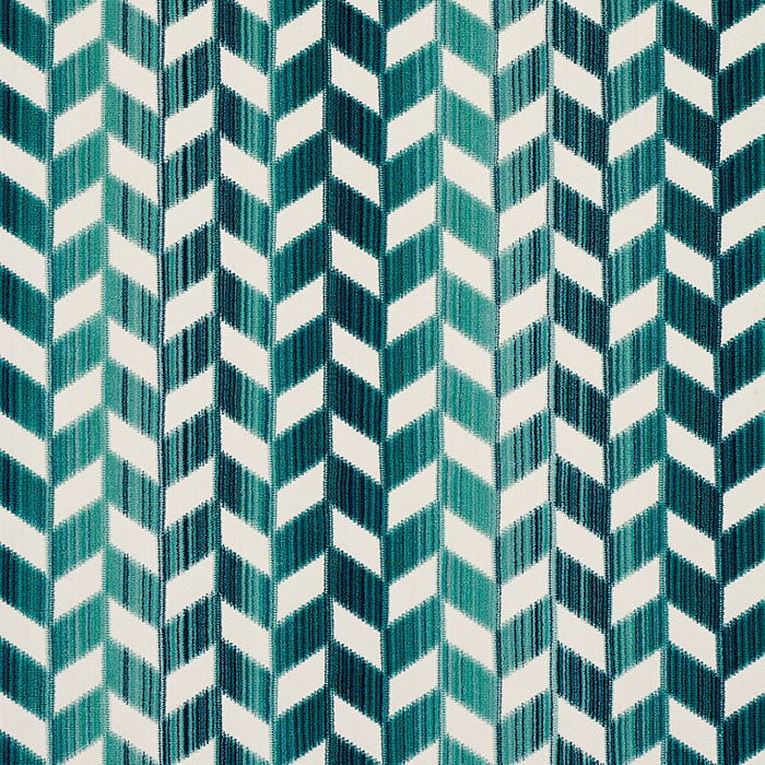 Schumacher Chevron Strie Velvet Peacock Fabric Sample 72813