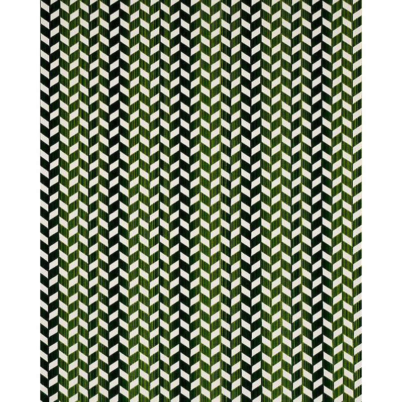 Schumacher Chevron Strie Velvet Emerald Fabric Sample 72814