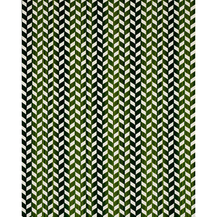 Schumacher Chevron Strie Velvet Emerald Fabric Sample 72814