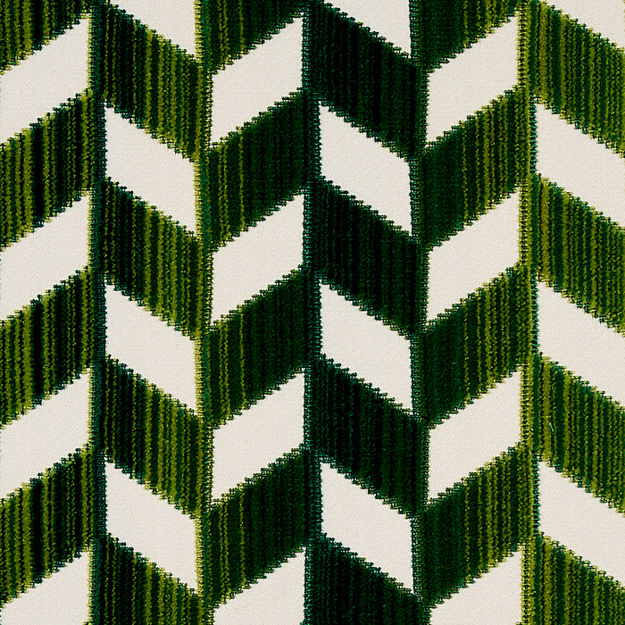 Schumacher Chevron Strie Velvet Emerald Fabric 72814