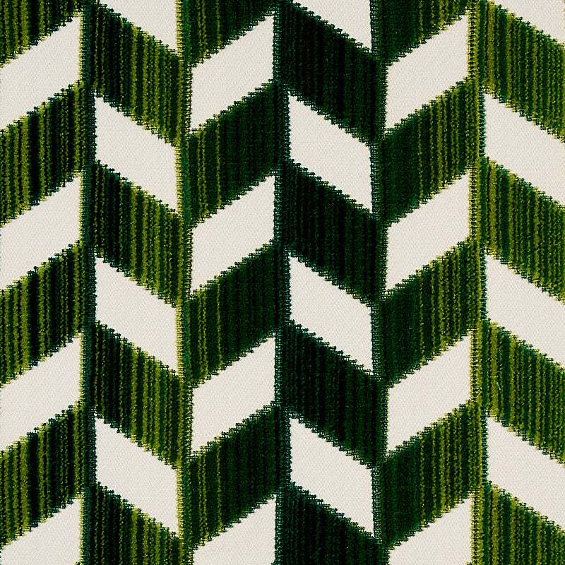 Schumacher Chevron Strie Velvet Emerald Fabric Sample 72814