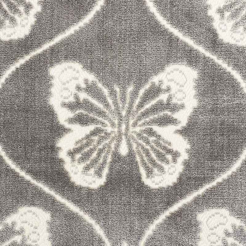 Schumacher Papillon Velvet Pewter Fabric 72961