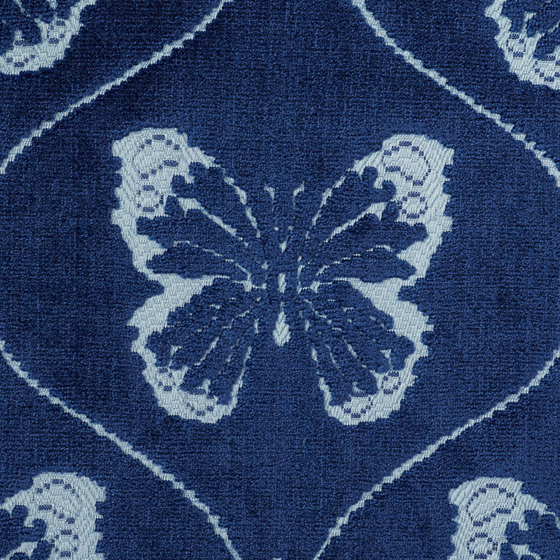 Schumacher Papillon Velvet Sapphire Fabric 72962