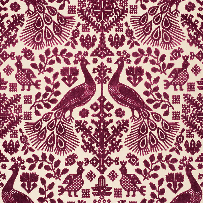 Schumacher Pavone Velvet Garnet Fabric 72972