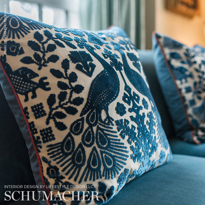 Schumacher Pavone Velvet Peacock Fabric Sample 72973