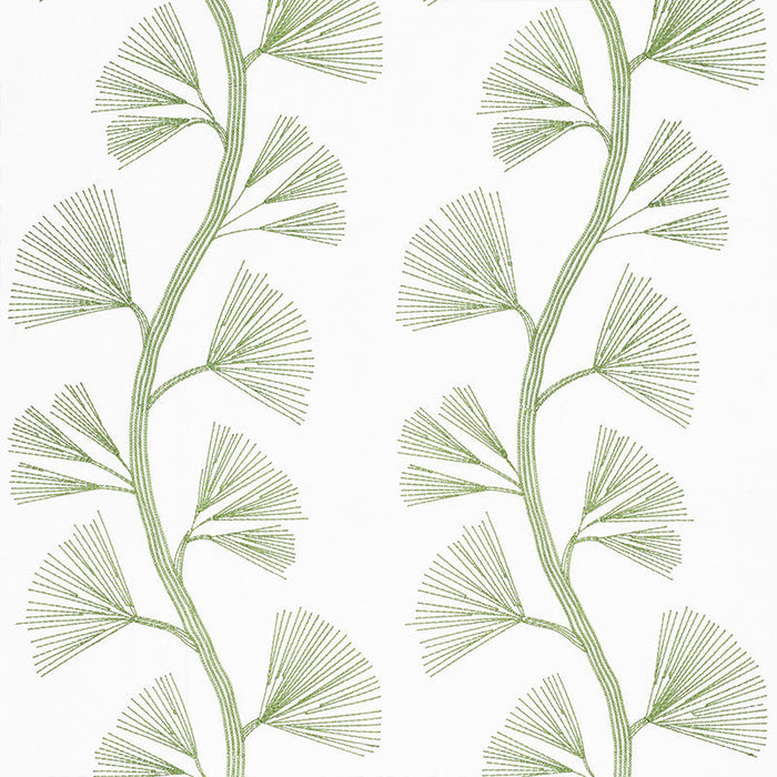 Schumacher Ginkgo Embroidery Leaf Fabric Sample 73080