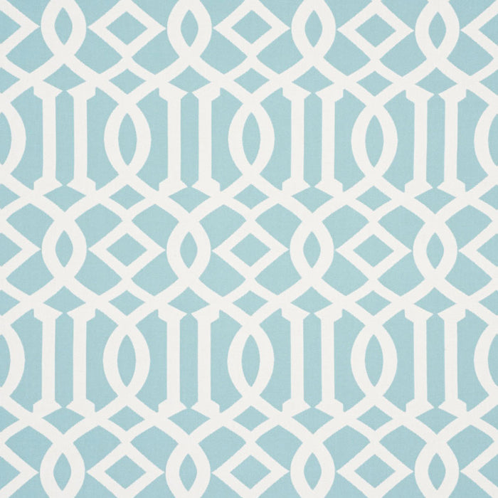 Schumacher Imperial Trellis Indoor/Outdoor Aqua Fabric 73161