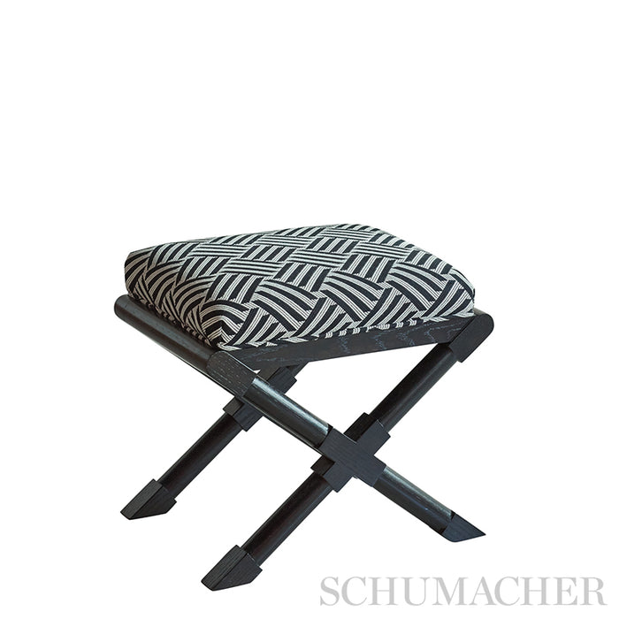 Schumacher Cross Hatch Black Fabric 73451