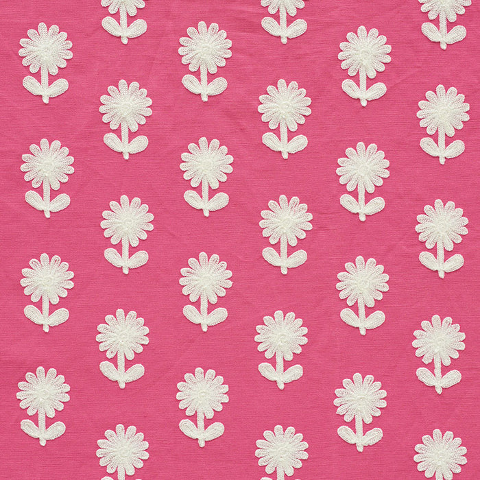 Schumacher Paley Embroidery Pink Fabric 73481