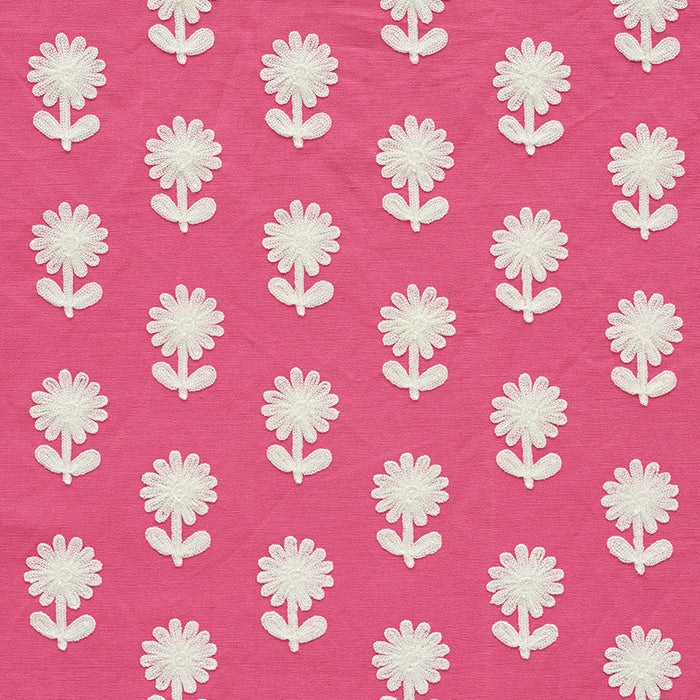 Schumacher Paley Embroidery Pink Fabric Sample 73481