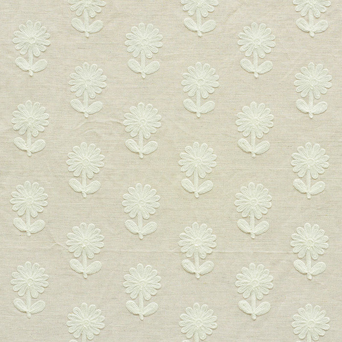 Schumacher Paley Embroidery Natural Fabric Sample 73482