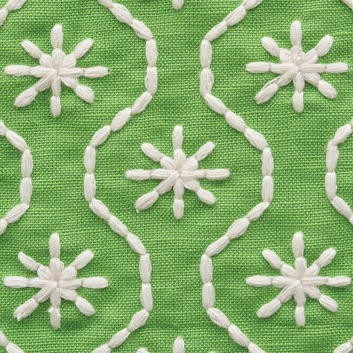 Schumacher Gigi Embroidery Green Fabric Sample 73490