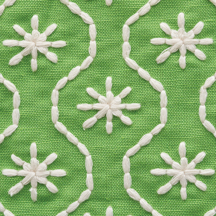 Schumacher Gigi Embroidery Green Fabric 73490