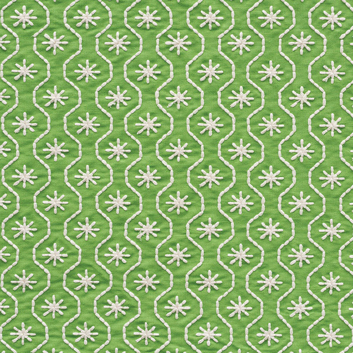 Schumacher Gigi Embroidery Green Fabric Sample 73490