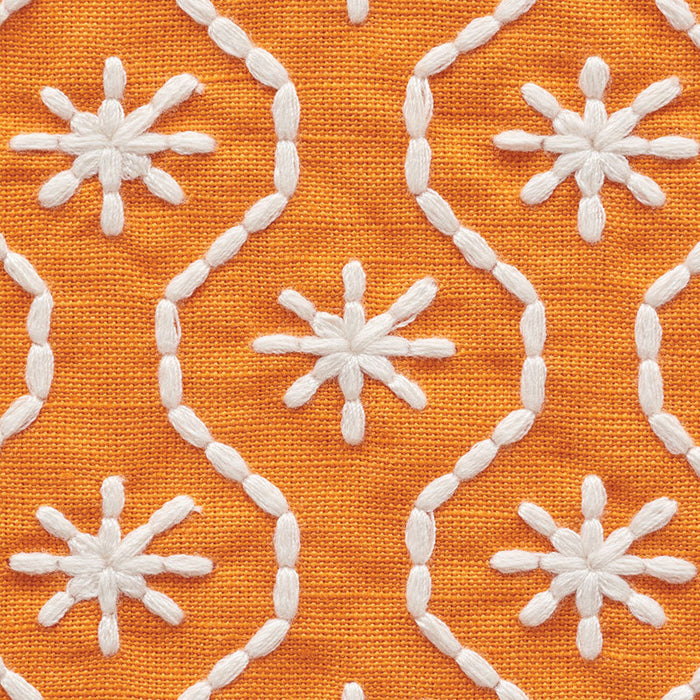 Schumacher Gigi Embroidery Orange Fabric Sample 73491