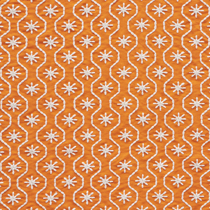 Schumacher Gigi Embroidery Orange Fabric Sample 73491