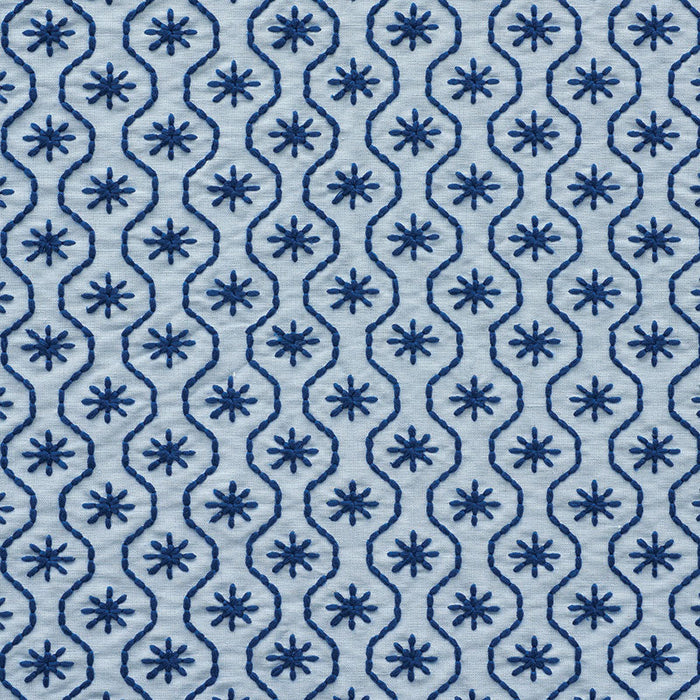 Schumacher Gigi Embroidery Blue Fabric Sample 73492