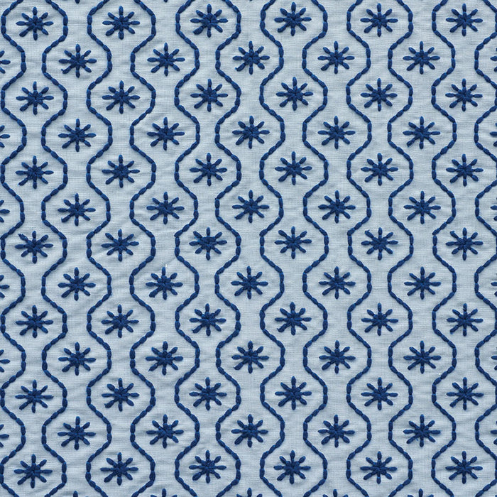 Schumacher Gigi Embroidery Blue Fabric 73492