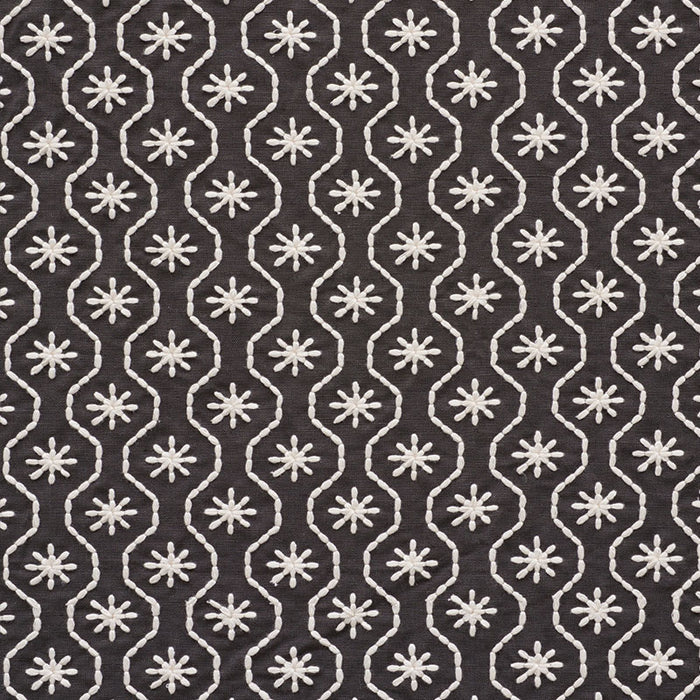 Schumacher Gigi Embroidery Graphite Fabric 73493