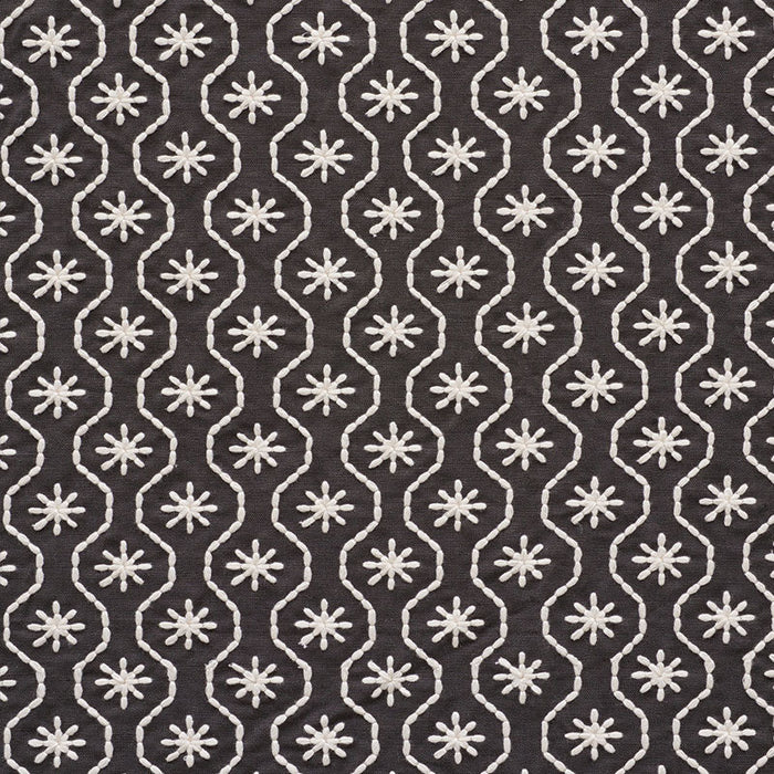 Schumacher Gigi Embroidery Graphite Fabric Sample 73493