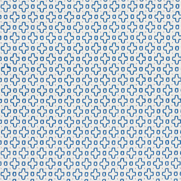 Schumacher Scout Embroidery Blue Fabric Sample 73560