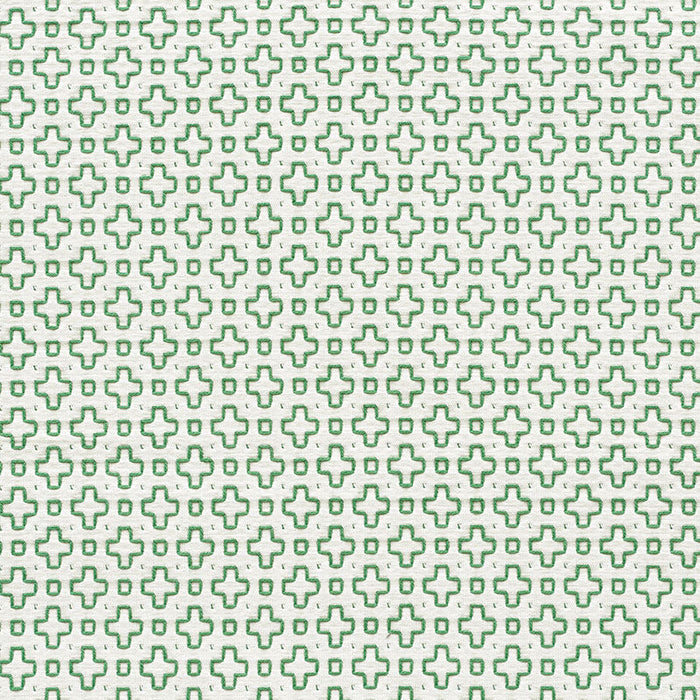 Schumacher Scout Embroidery Green Fabric Sample 73561